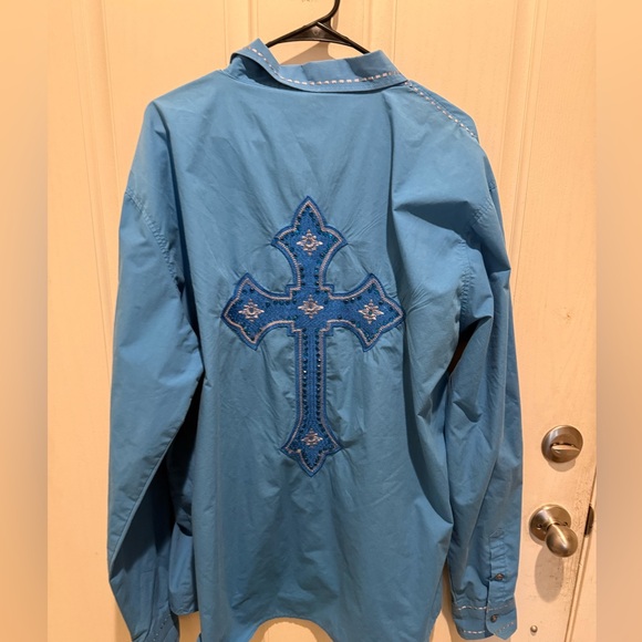 Ace of Diamond USA Western Embroidered Pearl Snap Shirt‎ - Picture 1 of 6